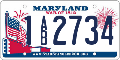 MD license plate 1AB2734