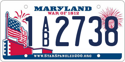 MD license plate 1AB2738