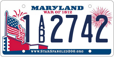 MD license plate 1AB2742