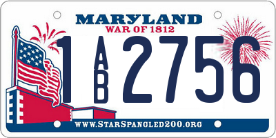 MD license plate 1AB2756