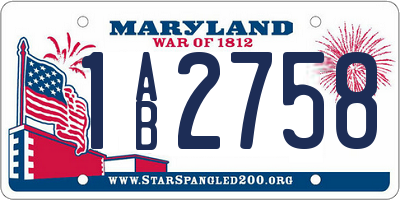 MD license plate 1AB2758