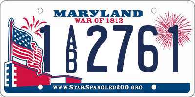 MD license plate 1AB2761