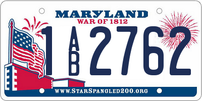 MD license plate 1AB2762