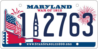 MD license plate 1AB2763