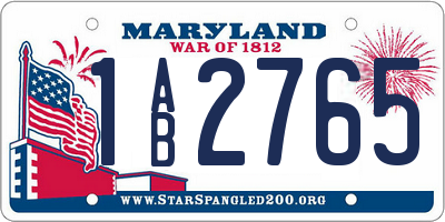 MD license plate 1AB2765