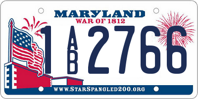 MD license plate 1AB2766