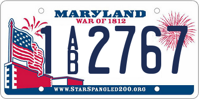 MD license plate 1AB2767