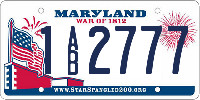 MD license plate 1AB2777