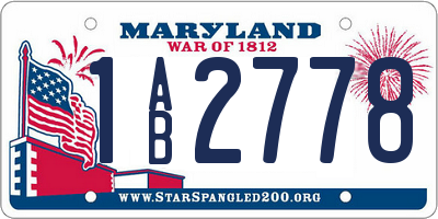 MD license plate 1AB2778