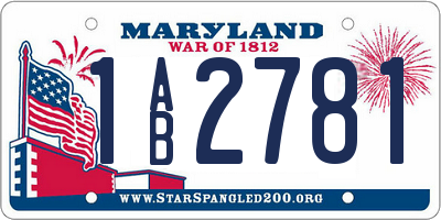 MD license plate 1AB2781