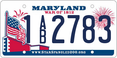 MD license plate 1AB2783