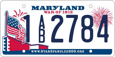 MD license plate 1AB2784