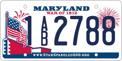 MD license plate 1AB2788