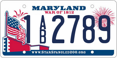 MD license plate 1AB2789