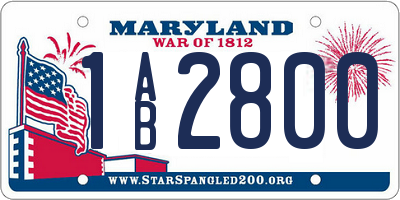 MD license plate 1AB2800