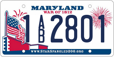 MD license plate 1AB2801