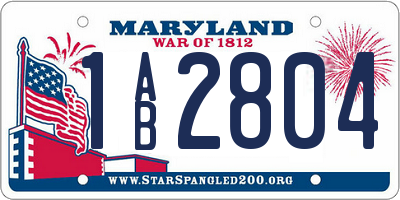 MD license plate 1AB2804