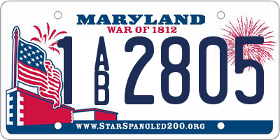 MD license plate 1AB2805