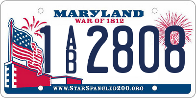 MD license plate 1AB2808