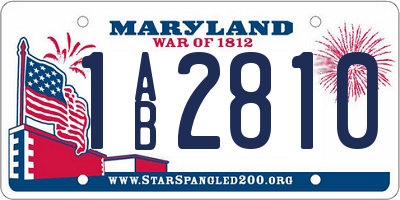 MD license plate 1AB2810