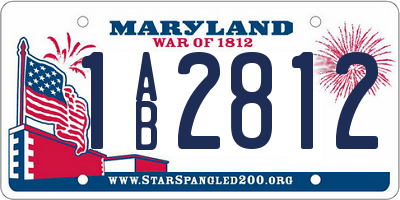 MD license plate 1AB2812