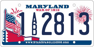 MD license plate 1AB2813