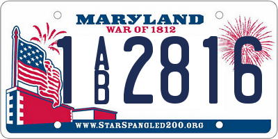 MD license plate 1AB2816