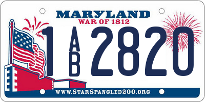 MD license plate 1AB2820