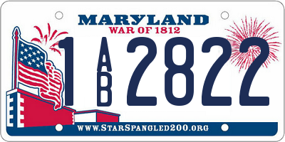 MD license plate 1AB2822