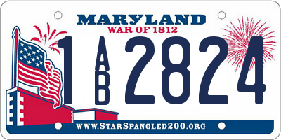 MD license plate 1AB2824