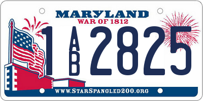 MD license plate 1AB2825