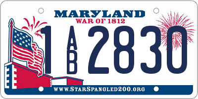 MD license plate 1AB2830