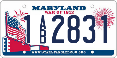 MD license plate 1AB2831