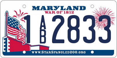 MD license plate 1AB2833
