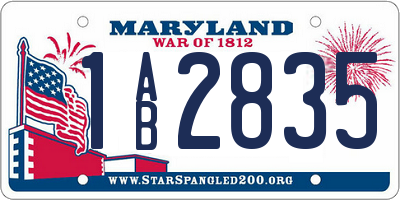 MD license plate 1AB2835