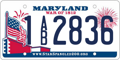 MD license plate 1AB2836