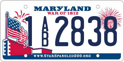 MD license plate 1AB2838