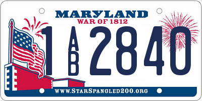 MD license plate 1AB2840