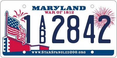 MD license plate 1AB2842