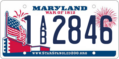 MD license plate 1AB2846