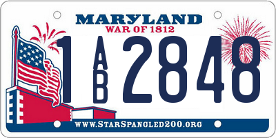 MD license plate 1AB2848