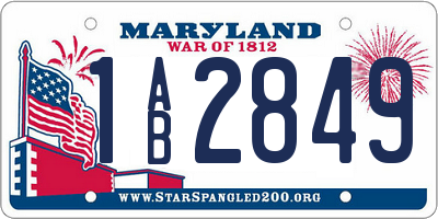 MD license plate 1AB2849