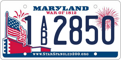 MD license plate 1AB2850