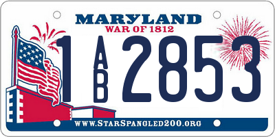 MD license plate 1AB2853