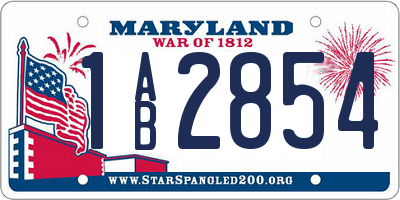 MD license plate 1AB2854