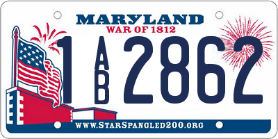 MD license plate 1AB2862