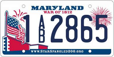 MD license plate 1AB2865