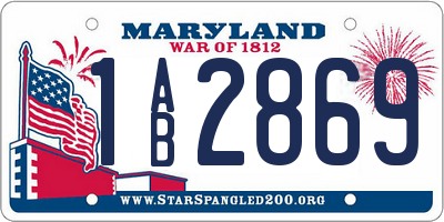 MD license plate 1AB2869