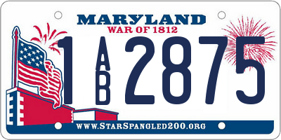 MD license plate 1AB2875