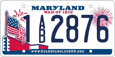 MD license plate 1AB2876